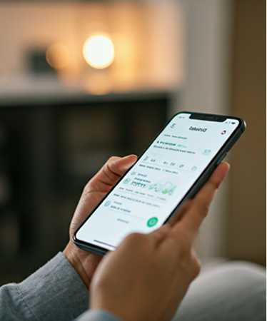 Patient using mobile app