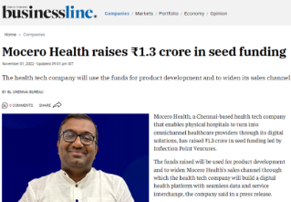 Business Line reporting Mocero's 1.3 Crore Funding Announcement.